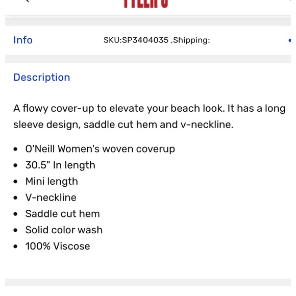 🏖️O'Neill Belizin Swimsuit Cover Up🏖️ NWT - Picture 15 of 15